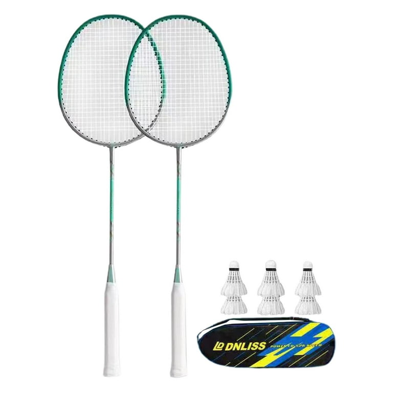 Badminton Racket Set Sturdy with 6 Shuttlecocks Durable Badminton Equipment  Racquet for Indoor Outdoor Playing Training Exercise Practice Green 