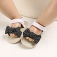thumbnail image 2 of 2025 Clearance! 50% Off Clear! asdoklhq Baby Shoes,Baby Girls Striped Bow Sandals Soft Non-Slip Rubber Sole Flat Walking Shoes, 2 of 9