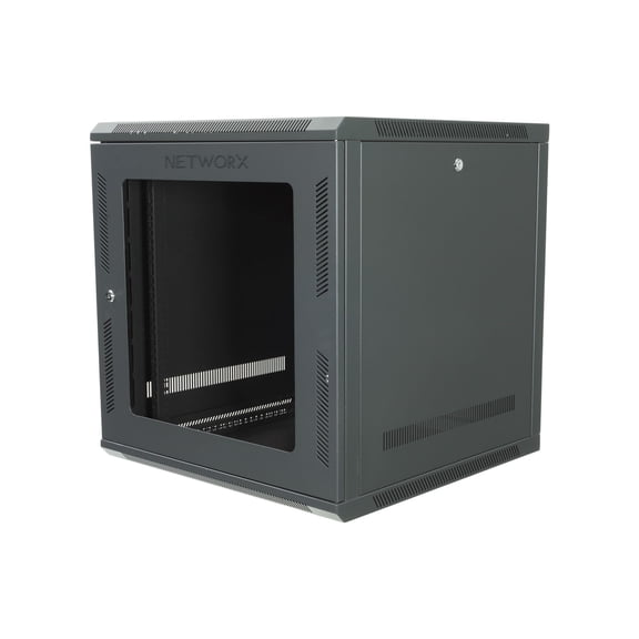 Networx 12U Wall Mount Cabinet - 201 Series, 24" Deep, Heavy-Duty Network Rack, Lockable & Ventilated, Flat-Packed for Easy Setup