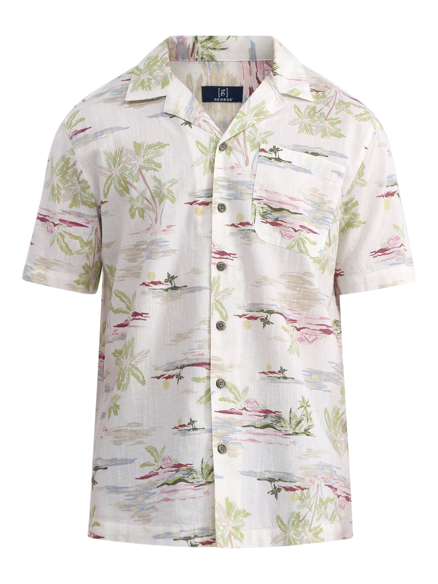 George Men's and Big Men’s Camp Shirt, Sizes S-3XL