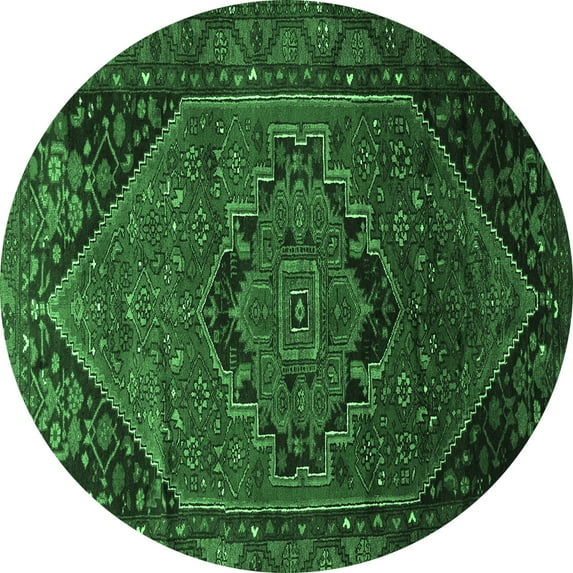 Ahgly Company Indoor Round Persian Emerald Green Traditional Area Rugs, 6' Round