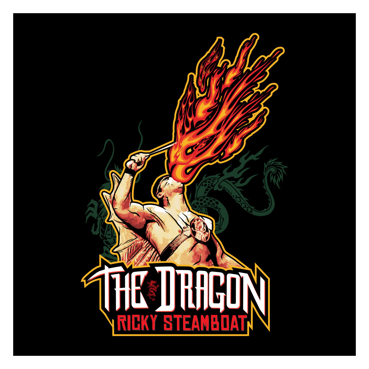 LICENSED Pro Wrestling Tees™ Youth Ricky Steamboat Fire Breathing Dragon HQ  Fashion Tee 
