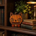 thumbnail image 6 of Vintage Halloween Cat Wooden Block, Primitive Rustic Farmhouse Tabletop Figurine, Tray Desktop Sign, Spooky Wooden Centerpiece Signs for Home Office Halloween Party Decorations(F), 6 of 6