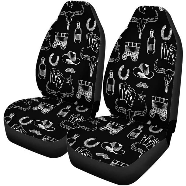 RYLABLUE Set of 2 Car Seat Covers Western Cowboy Universal Auto