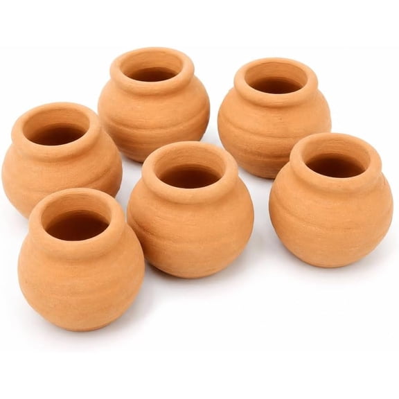 Terracotta Pot Set, 6-Piece Round Mini Clay Planters