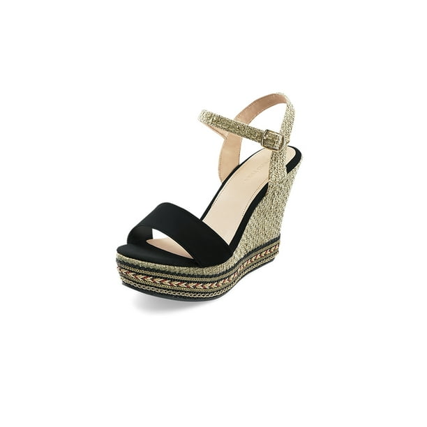 Sandalia Color Negro De Plataforma Forrada En Yute Mundo Terra 025157