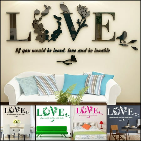Wall Decor Decal,Kapmore Wall Stickers Art 3D Removable Mirror Stickers Room Decor for Home Bedroom Living