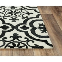 Alora Decor Neo 7'6"x9'6" Scroll Ivory/Black Hand-Tufted Area Rug