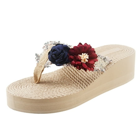 

crtigd Flip-Flops Shoes Wedges Slipper Fashion Women Home Beach Breathable Sandals Women s slipper