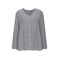 thumbnail image 4 of Kingdiese Womens V Neck Solid Color Long Sleeved Button Down Blouse Casual T Shirt Loose Tees for Women, Size XXXL, 4 of 5