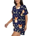 thumbnail image 2 of Lsque Corgi Lying With Moons And Stars Women's Short-Sleeved Pajama Set - 2 Piece Soft and Lightweight Sleepwear Set-Medium, 2 of 9