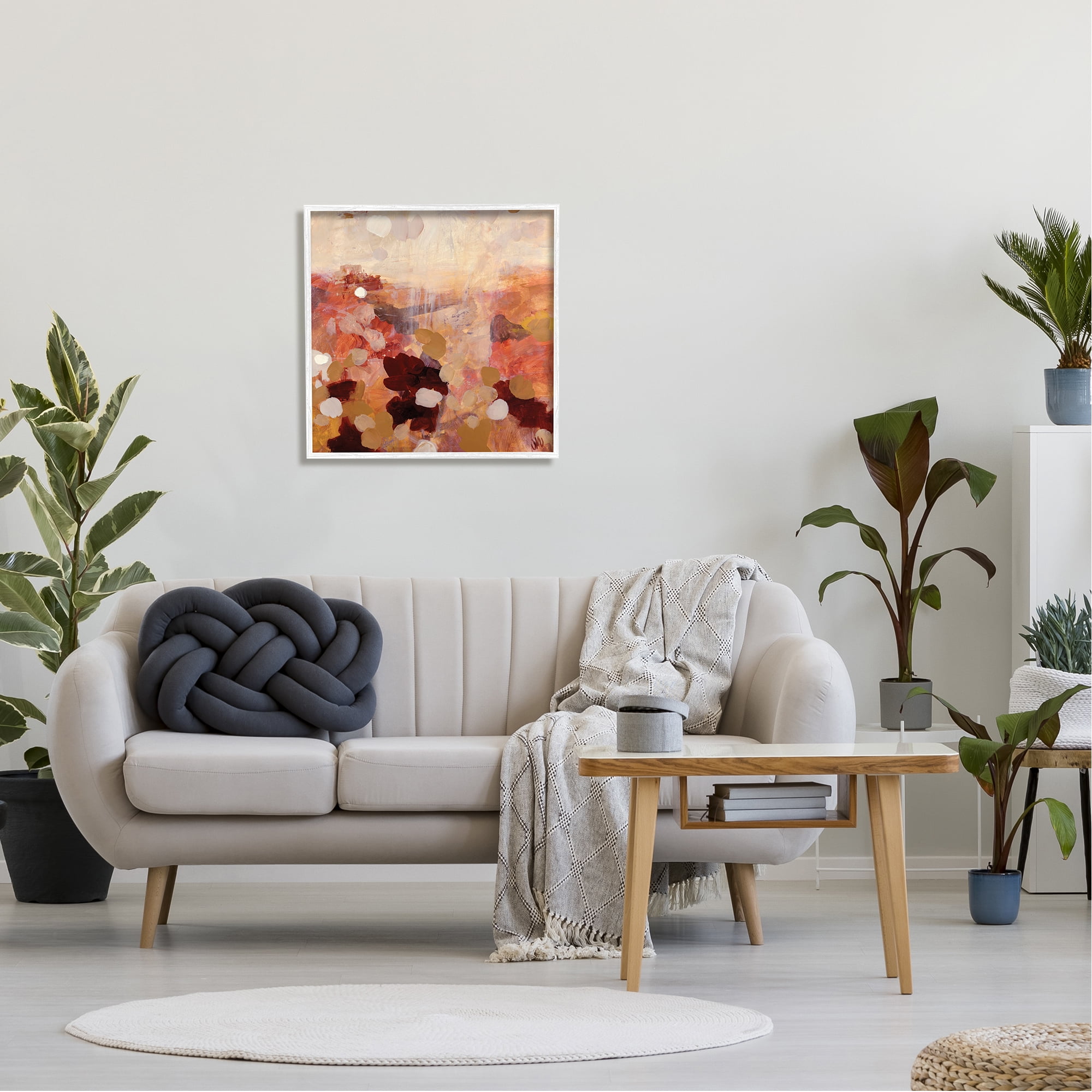 Stupell Industries Desert Landscape Abstraction Abstract Painting White Framed Art Print Wall Art, 24 x 24