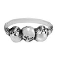 thumbnail image 4 of Edgy Immortal Triple Skulls Upside Down Sterling Silver Band Ring-7, 4 of 6