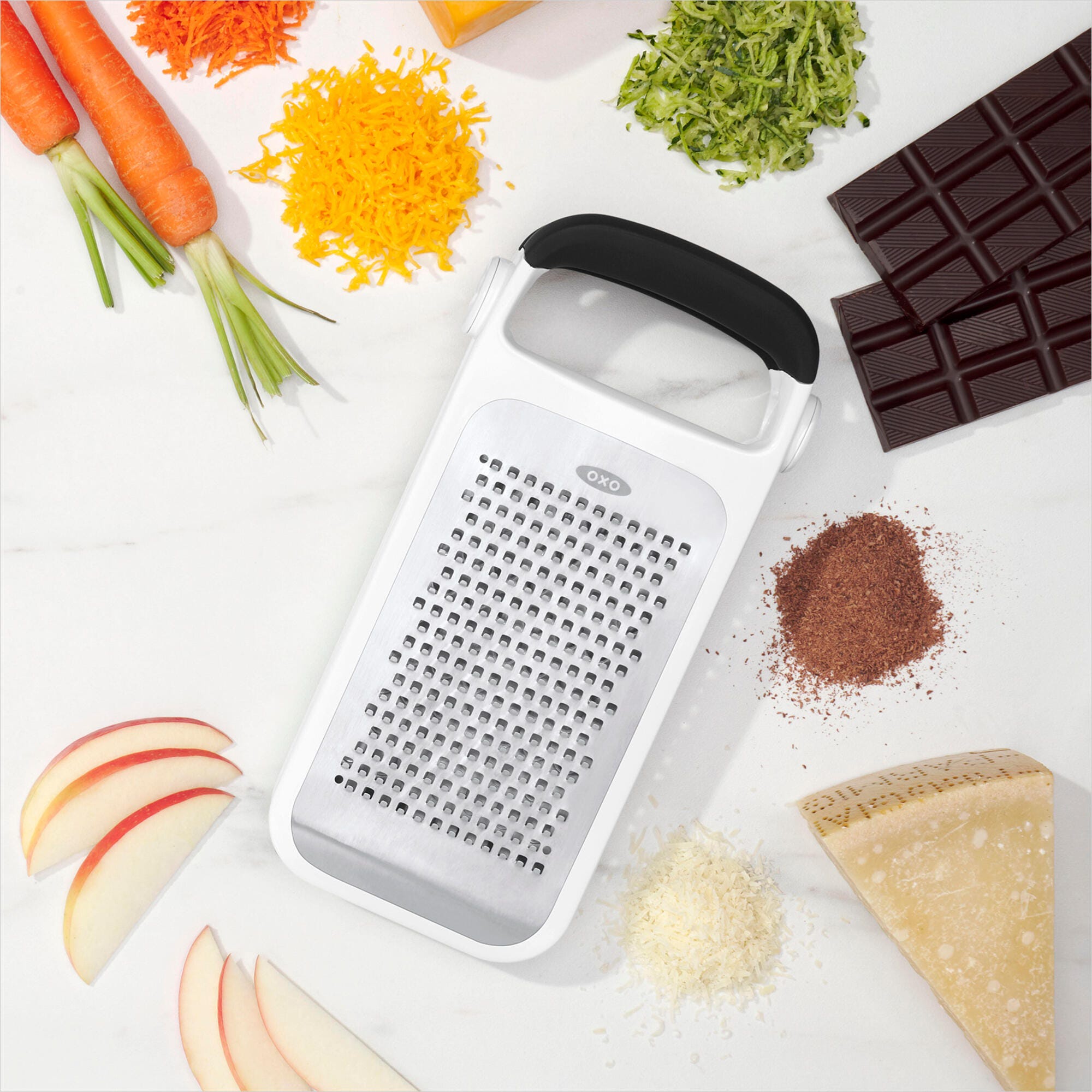 OXO Etched Two-Fold Grater, Stainless Steel, Folding Cheese & Vegetable Grater