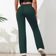 thumbnail image 4 of Women's High Waisted Bootcut Yoga Leggings - Slim Fit Bell Bottom Workout Pants, Army Green Size L, 4 of 6