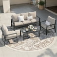 thumbnail image 3 of MRUAKA Aluminum Patio Furniture Set, 6 Pcs Modern Outdoor Sofa Sets, Outdoor Sectional Patio Conversation Set with Coffee Table for Backyard, Poolside, Beige, 3 of 10