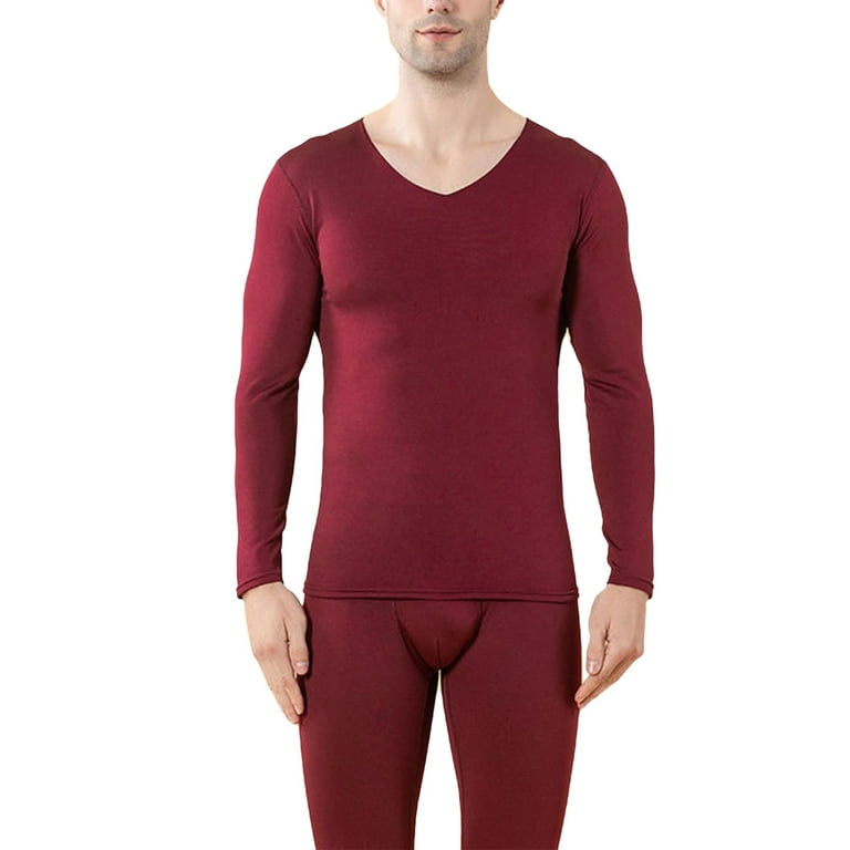 Winter Red Mens Outfits 2 Piece Dress Constant Temperature Seamless Autumn  Thermal Underwear Set Clothes Trousers Polyester