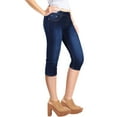 thumbnail image 3 of 2Luver, Women's, Stretchy 5 Pocket Skinny Denim Blue Capri Jeans, Denim Blue, 9, 3 of 3