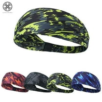 Luxtrada Sports Headbands for Men Women Non-Slip & Moisture Wicking Elastic Yoga Headband Hairband for Working Out, Running, Gym, Cycling (Camo Green)