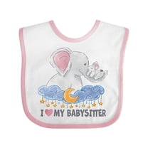 Inktastic I Love My Babysitter Elephant Family Boys or Girls Baby Bib