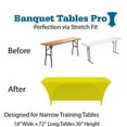 thumbnail image 2 of Neon Yellow Spandex 6 Foot x 18 Inches - Narrow Classroom Open Back Rectangular Training Table Fitted Tablecloth, 2 of 3