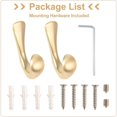 thumbnail image 5 of Paquete de 2 ganchos para toallas para baños, ganchos de baño de oro cepillado para toallas, ganchos para batas y toallas, 5 of 5