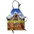 thumbnail image 1 of Ancient Apron Wall of Skulls and Kukulkan Pyramid El Castillo Scenery Photo, Unisex Kitchen Bib Apron with Adjustable Neck for Cooking Baking Gardening, Lime Green and Charcoal Grey, by Ambesonne, 1 of 3