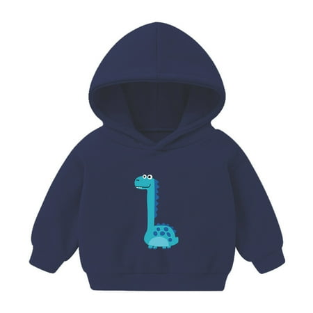 

Zlekejiko Toddler Boys Girls Winter Long Sleeve Hoodie Sweatshirt Outwear For Kids Clothes Cartoon Longnecked Dinosaurs Prints