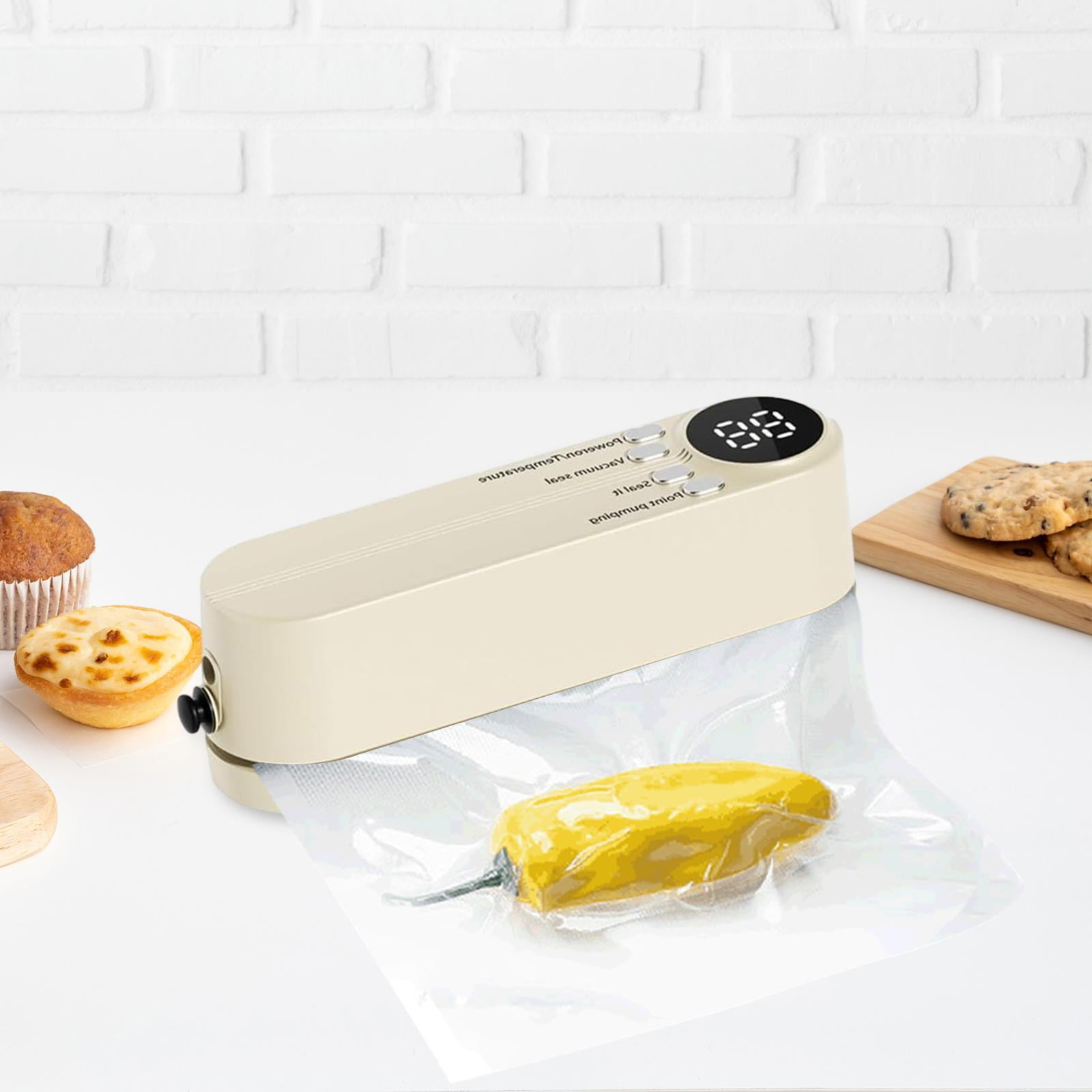Fiocias Mini Cordless Vacuum Sealer Multi Purpose Household for Food Storage Food Vacuum White