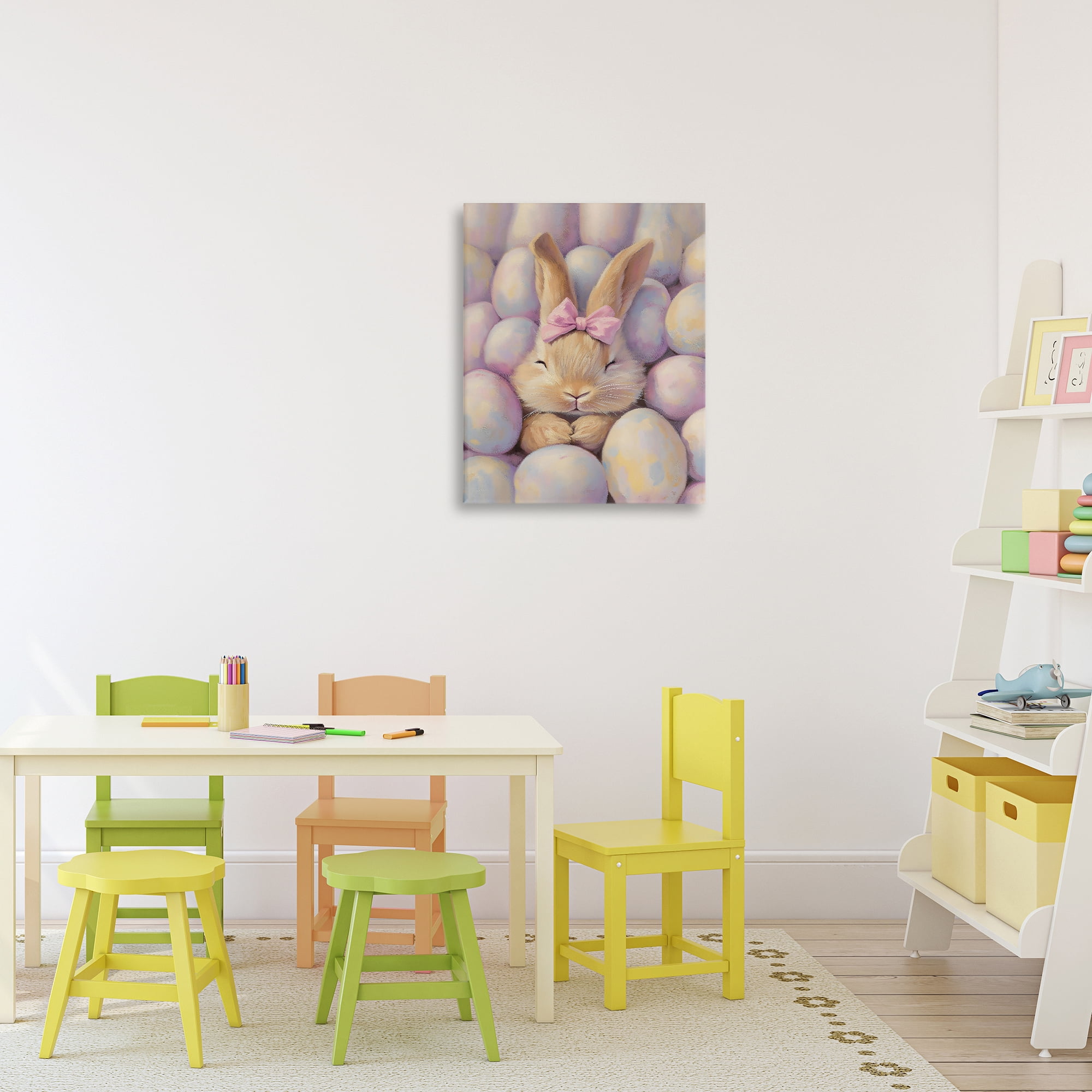 Stupell Industries Easter Bunny Nestled in Eggs Canvas Wall Art, design by The Prints Vibe