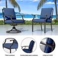 thumbnail image 2 of Gotland 5-Piece Outdoor Patio Dining Set, 48 Inch Round Propane Fire Pit Table with 4 Fixed Rocking Chairs, All Weather Patio Conversation Furniture for Backyard Deck Garden, Navy Blue, 2 of 7