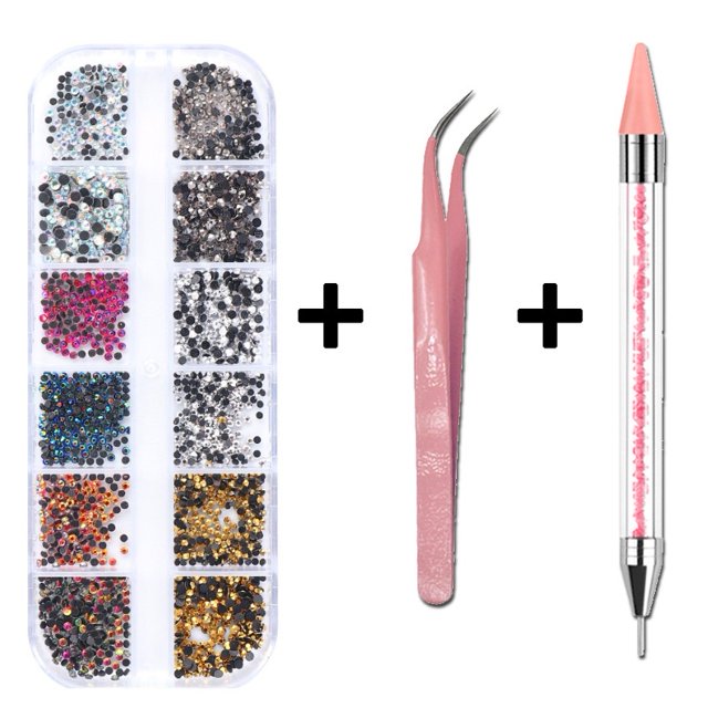 Juego De Joyas De Arte De Uñas De Fondo Plano Diamante Sinfonía En Forma De AB Diamantes De Imitación Decoración Vidrio Taladro Caja De Clavos