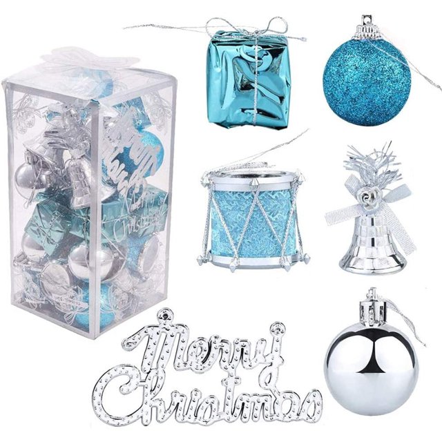 Bienvenido Juego de bolas de Navidad, bolas de plástico para árboles de Navidad, adornos para árboles de plástico