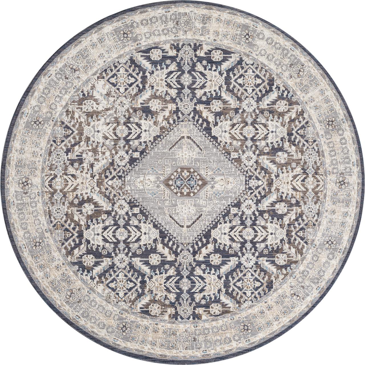 United Weavers Utopia Eugene Oriental Border Round Rug, Brown, 7'11" x 7'11"