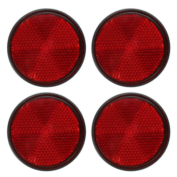 Round Rear Reflectors, 4 Pcs Safety Reflective Warning Reflector Plastic Universal Motorcycle Reflector with M6 Screw Mount for Car Motorcycle Trailer Bike Bicycles Dirt, Red
