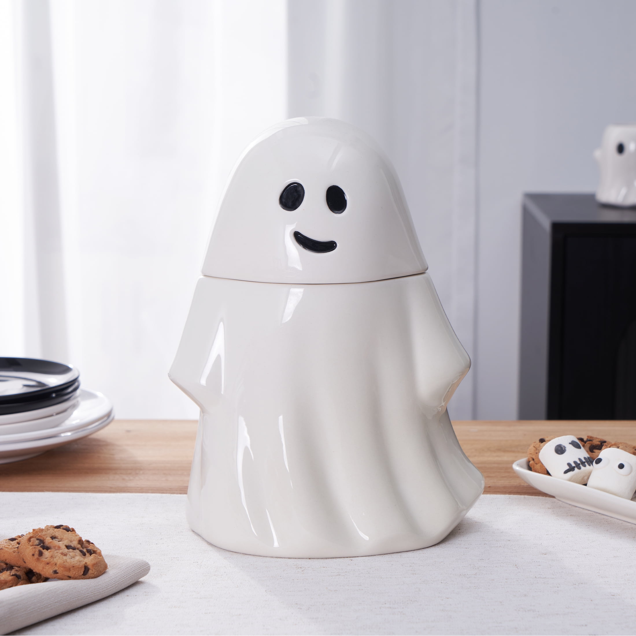 Way to Celebrate Halloween Ceramic Ghost Cookie Jar - Walmart.com