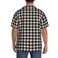 thumbnail image 3 of Fotbe Black and white houndstooth Camisa Estampada de Manga Corta para Hombre, Casual de Verano, Estilo Playero, Sin Arrugas-4X-Large, 3 of 5
