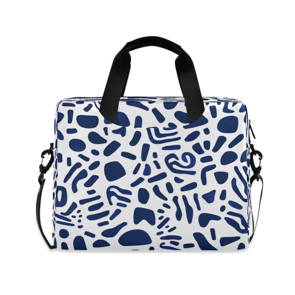 16inch Laptop Briefcase, Business Laptop Bag with Detachable Strap & Padded Compartment, Water-Resistant Polyester,Indigo Shapes