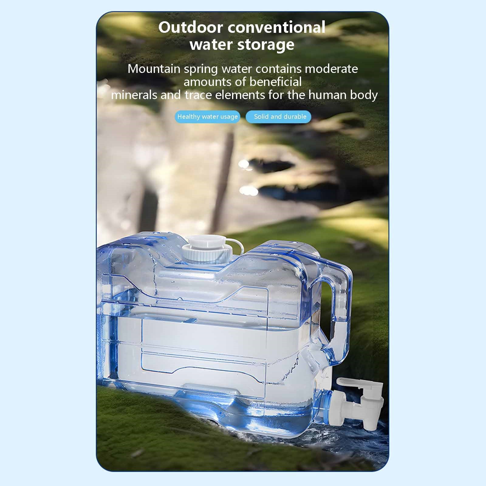 2 Gallon Water Jug with Spigot, Portable Water Container with Lid & Handle, Bpa-Free Plastic Storage Tank for Camping, Hiking, Emergency Preparedness by Goohae, Clear One Size
