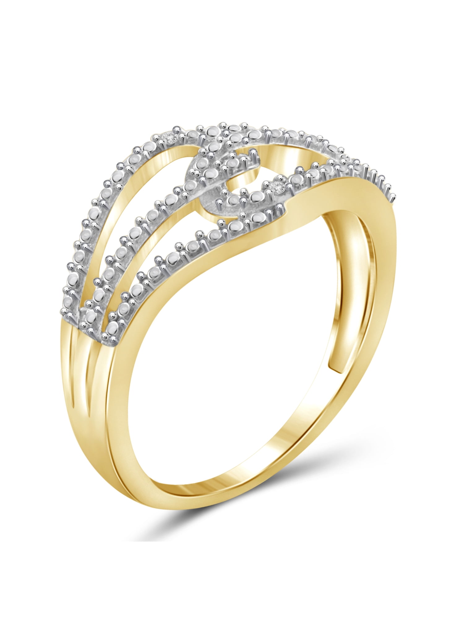 JewelersClub 14K Gold Plated Silver Accent White diamond Open Ring for Women | Diamonds for Everyday Womens Wear
