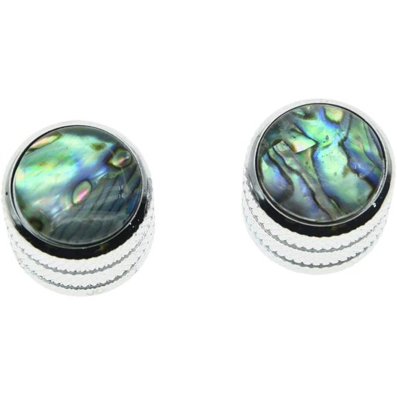 KAISH 2pcs Chrome Push on Fit Abalone Top Guitar Dome Knobs or Bass Knob for Tele Telecaster