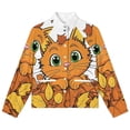 thumbnail image 4 of Jackets for Women Winter Coat Jackets Flannel Stand Collar Jacket(Autumn Cat Leaves,Size:S-4XL), 4 of 7
