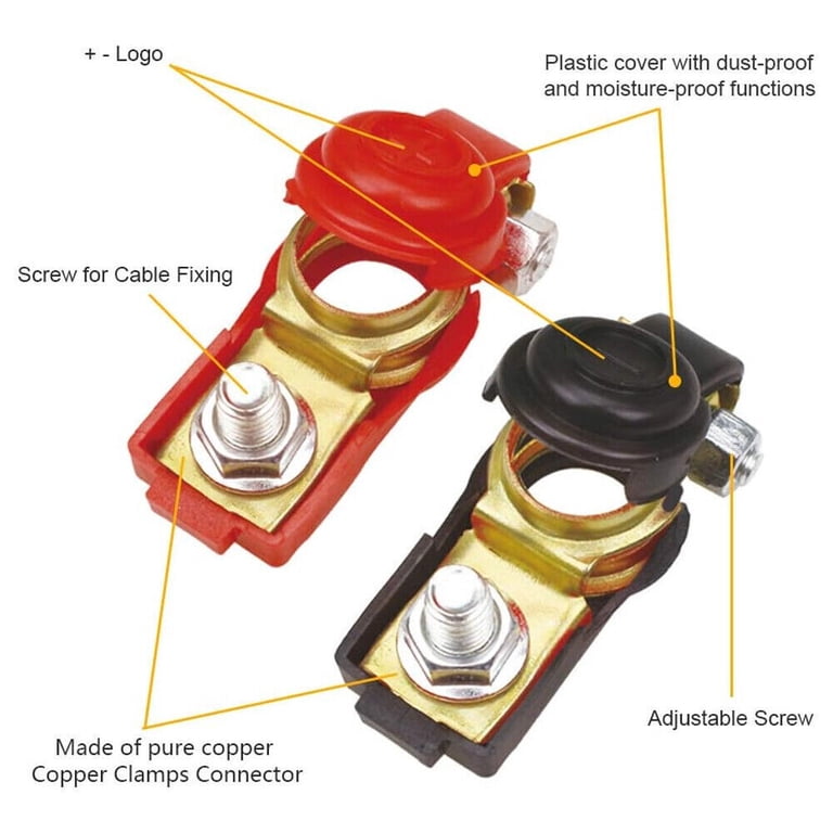 Worgeous 1 Pair Car Battery Terminal Thickened Auto Battery Terminal Clamp Connector Terminal End