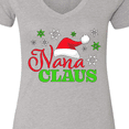 thumbnail image 4 of Inktastic Nana Claus with Christmas Santa Hat and Snowflakes Women's V-Neck T-Shirt, 4 of 5