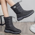 thumbnail image 6 of Busydd Boots for Women Fashion Warm Fleece Lined Winter Boots Casual Solid Color Snow Boots Comfortable Outdoor Mid Calf Boots Round Toe Flat Boots, 6 of 6