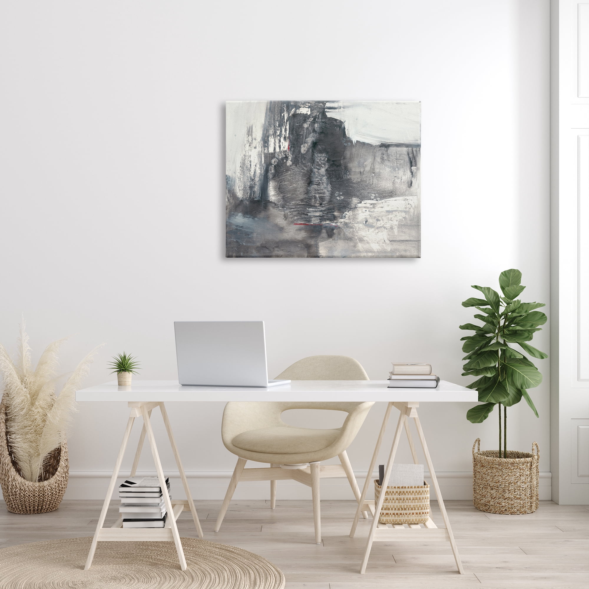 Stupell Industries Intense Movement Abstraction Contrasting Soft Grey White , 30 x 40, Designed by Michell Oppenheimer