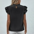 thumbnail image 4 of Summer Tops for Women Ruffle Short Sleeve Plain Casual Business Tops T Shirts Ruffle Neck Basic Tunic Office Blouses, 4 of 5
