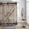 thumbnail image 3 of Barn Door Shower Curtain, Retro Countryside Farmhouse Door Beige Wooden Board Waterproof Shower Curtain Set with 12 Hooks Lightweight Bath Curtains Fabric Bathroom Decor 72x72 Inches, 3 of 9