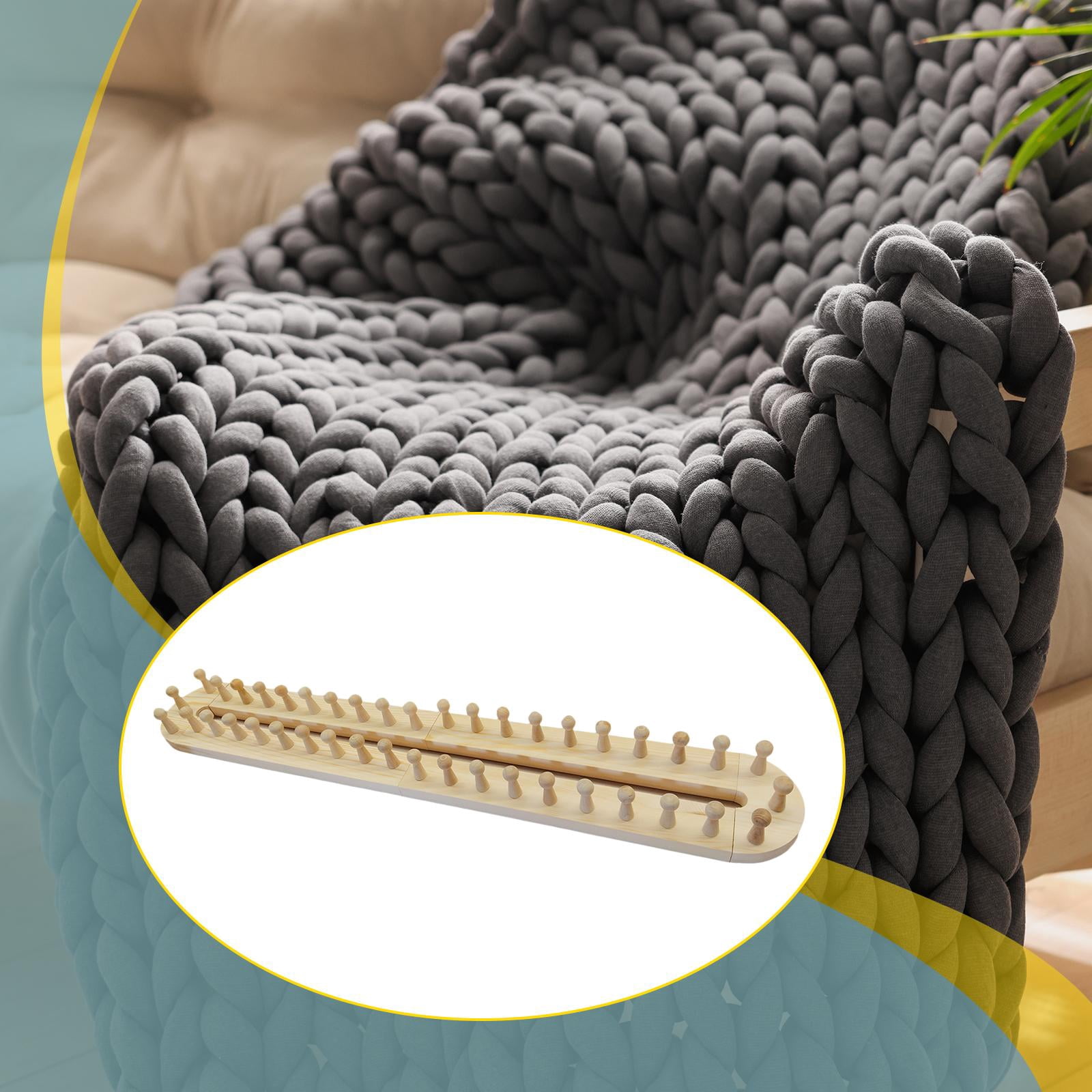 GUOOL Blanket Knitting Frame, Wooden Frame for Chunky Blanket Weaving, Hand Knitting Tool, DIY Blanket Knitting Frame, Rod Frame for Home Decor, Craft Lover 4 sections