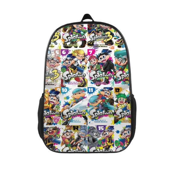 Splatoon Printed Backpack FSMYJJZY Polyester Backpack with Side Pockets, Adjustable Padded Straps for School and Travel